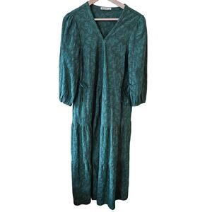 Marine Layer Eyelet Maxi Dress Size Medium Green Boho Prairie Tiered Cottage